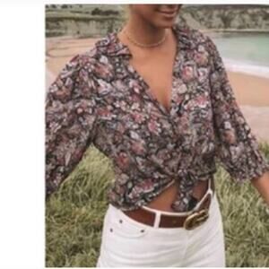 Zara Floral Print Blouse Size Small